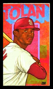 Picture, Helmar Brewing, This Great Game 1960s Card # 286, Bobby Tolan, Letters up portrait, head to his right, St. Louis Cardinals