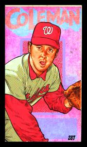 Picture, Helmar Brewing, This Great Game 1960s Card # 287, Joe Coleman, Pitching pose, glove at chest, Washington Senators