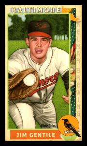Picture, Helmar Brewing, This Great Game 1960s Card # 29, Jim Gentile, Reaching for throw, Baltimore Orioles
