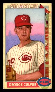 Picture, Helmar Brewing, This Great Game 1960s Card # 35, George Culver, Set position, belt up, Cincinnati Reds