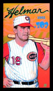 Picture, Helmar Brewing, This Great Game 1960s Card # 36, Gordy Coleman, Two bats on shoulder, Cincinnati Reds