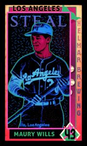 Picture, Helmar Brewing, This Great Game 1960s Card # 43, Maury Wills, Thinking about bunt, Los Angeles Dodgers