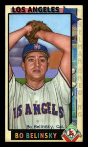 Picture, Helmar Brewing, This Great Game 1960s Card # 4, Bo Belinsky, Top of wind-up, Los Angeles Angels