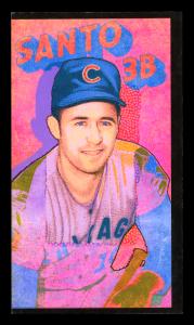 Picture, Helmar Brewing, This Great Game 1960s Card # 59, Ron SANTO, On knee with bat, Chicago Cubs
