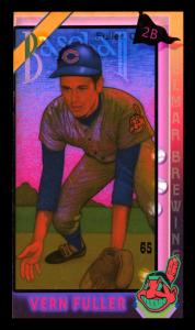 Picture, Helmar Brewing, This Great Game 1960s Card # 65, Vern Fuller, Fielding grounder, batting helmet, Cleveland Indians