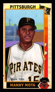 Picture, Helmar Brewing, This Great Game 1960s Card # 84, Manny Mota, Belt up , Pittsburgh Pirates