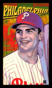 Picture, Helmar Brewing, This Great Game 1960s Card # 86, Johnny Callison, Two bats on shoulder, Philadelphia Phillies