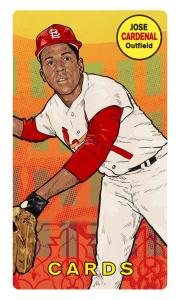 Picture of Helmar Brewing Baseball Card of Jose Cardenal, card number 17 from series This Great Game Rub-Off Decals 1960s