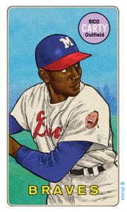 Picture of Helmar Brewing Baseball Card of Rico Carty, card number 19 from series This Great Game Rub-Off Decals 1960s