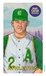 Picture of Helmar Brewing Baseball Card of Danny Cater, card number 21 from series This Great Game Rub-Off Decals 1960s