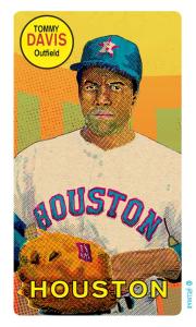 Picture, Helmar Brewing, This Great Game Rub-Off Decals 1960s Card # 26, Tommy Davis, Mitt at belt, Houston Astros