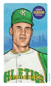 Picture of Helmar Brewing Baseball Card of Chuck Dobson, card number 27 from series This Great Game Rub-Off Decals 1960s