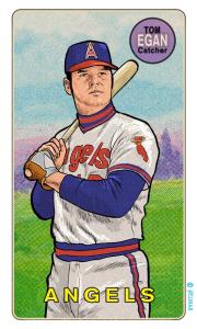 Picture, Helmar Brewing, This Great Game Rub-Off Decals 1960s Card # 29, Tom Egan, bat on shoulder, California Angels