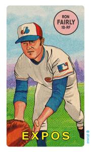 Picture, Helmar Brewing, This Great Game Rub-Off Decals 1960s Card # 31, Ron Fairly, Reaching for throw, Montreal Expos