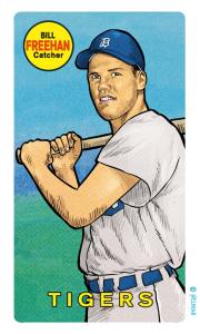 Picture, Helmar Brewing, This Great Game Rub-Off Decals 1960s Card # 33, Bill Freehan, bat on shoulder, Detroit Tigers