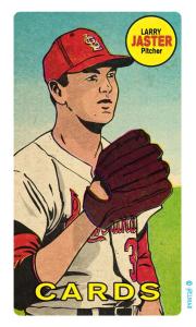 Picture, Helmar Brewing, This Great Game Rub-Off Decals 1960s Card # 45, Larry Jaster, awaiting toss, St. Lous Cardinals