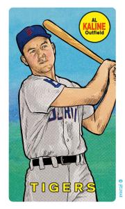 Picture, Helmar Brewing, This Great Game Rub-Off Decals 1960s Card # 48, Al KALINE (HOF), End of swing, Detroit Tigers