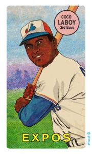 Picture, Helmar Brewing, This Great Game Rub-Off Decals 1960s Card # 51, Coco Laboy, At bat, Montreal Expos