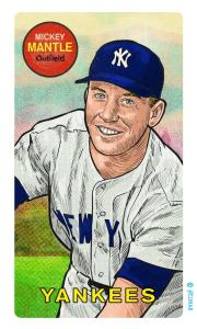 Picture, Helmar Brewing, This Great Game Rub-Off Decals 1960s Card # 53, Mickey MANTLE (HOF), Leaning forward, New York Yankees