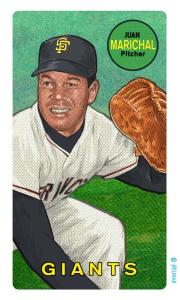 Picture, Helmar Brewing, This Great Game Rub-Off Decals 1960s Card # 54, Juan MARICHAL, end of throw, San Francisco Giants