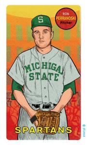 Picture, Helmar Brewing, This Great Game Rub-Off Decals 1960s Card # 73, Ron Perranoski, Standing, Michigan State Spartans