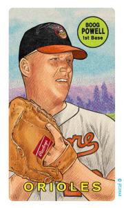 Picture, Helmar Brewing, This Great Game Rub-Off Decals 1960s Card # 76, Boog Powell, Mitt at chest, Baltimore Orioles