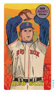 Picture, Helmar Brewing, This Great Game Rub-Off Decals 1960s Card # 77, Dick Radatz, top of wind-up, Boston Red Sox