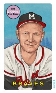 Picture, Helmar Brewing, This Great Game Rub-Off Decals 1960s Card # 83, Red SCHOENDIST (HOF), Portrait, Milwaukee Braves