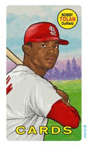 Picture, Helmar Brewing, This Great Game Rub-Off Decals 1960s Card # 93, Bobby Tolan, Batting, St. Louis Cardinals