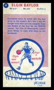 Picture, Helmar Brewing, Helmar Legends Seven Card # 4, Elgin BAYLOR, Dribbling, forest, Minneapolis Lakers