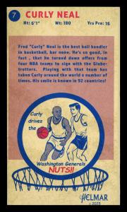 Picture, Helmar Brewing, Helmar Legends Seven Card # 7, Curley Neal, Running, yellow background, Harlem Globetrotters