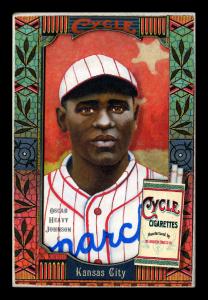 Picture, Helmar Brewing, Helmar Oasis Card # 496, Oscar Johnson, Red background, star, Kansas City Monarchs