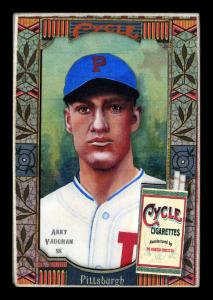 Picture, Helmar Brewing, Helmar Oasis Card # 501, Arky VAUGHAN (HOF), Dark forest behind, Pittsburgh Pirates