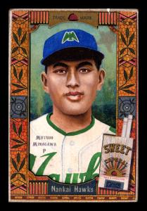 Picture, Helmar Brewing, Helmar Oasis Card # 522, Mutsuo MINAGAWA, Forest with gray star, Nankai Hawks