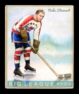 Picture, Helmar Brewing, Helmar R319 Hockey Card # 73, Nels STEWART, Full figure leaning over stick, New York Americans