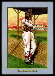 Picture, Helmar Brewing, T3-Helmar Card # 212, Martin DIHIGO (HOF), Arms folded, leaning against post, New York Cuban Stars