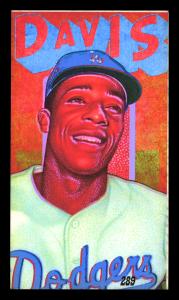 Picture, Helmar Brewing, This Great Game 1960s Card # 289, Willie Davis, Tight portrait, looking up, Los Angeles Dodgers