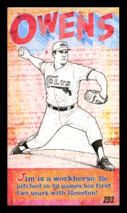 Picture, Helmar Brewing, This Great Game 1960s Card # 293, Jim Owens, slight turn to his left, Houston Colt .45s