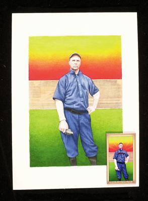 Picture, Helmar Brewing, R319-Helmar Card # 160, Mordecai BROWN (HOF), Knees up, blue uniform, Brooklyn Tip-Tops