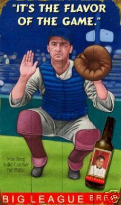 Picture, Helmar Brewing, French Silks Giant Card # 1, Moe Berg, Portrait with text, Washington Senators