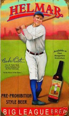 Picture, Helmar Brewing, Famous Athletes Card # 233, Babe RUTH (HOF), Classic swing, New York Yankees