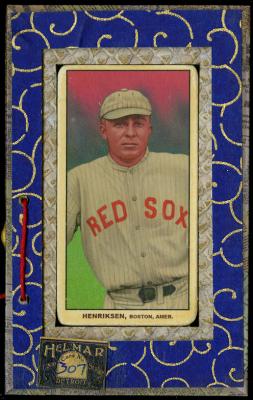 Picture, Helmar Brewing, T206-Helmar Card # 307, Olaf Henriksen, Belt up, leaning to his right, Boston Red Sox