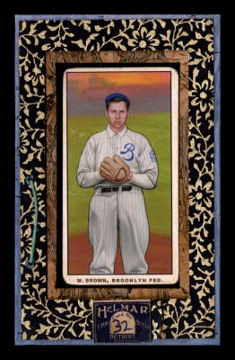 Picture, Helmar Brewing, T206-Helmar Card # 32, Mordecai BROWN (HOF), Glove at chest, Brooklyn Tip-Tops