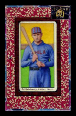 Picture, Helmar Brewing, T206-Helmar Card # 411, Ed DELAHANTY (HOF), Striped cap, Philadelphia Phillies