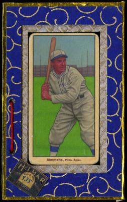 Picture, Helmar Brewing, T206-Helmar Card # 435, Al SIMMONS (HOF), Batting stance, purple fence, Philadelphia Athletics