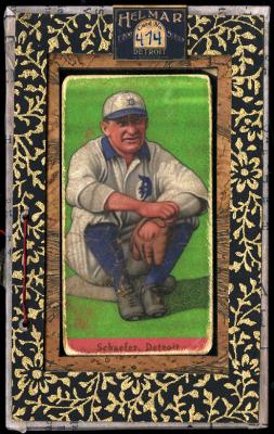 Picture, Helmar Brewing, T206-Helmar Card # 474, Germany Schaefer, Sitting on field, Detroit Tigers