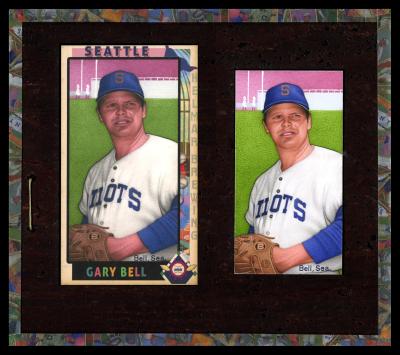 Picture, Helmar Brewing, This Great Game 1960s Card # 127, Gary Bell, Set position pose. Belt up, Seattle Pilots