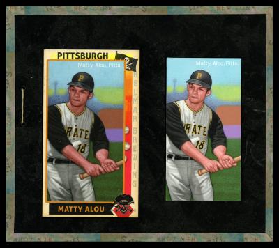 Picture, Helmar Brewing, This Great Game 1960s Card # 12, Matty Alou, Batting helmet; hands together on bat, Pittsburgh Pirates
