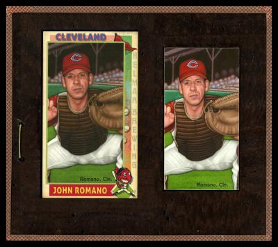 Picture, Helmar Brewing, This Great Game 1960s Card # 159, Johnny Romano, Catching pose, Cleveland Indians