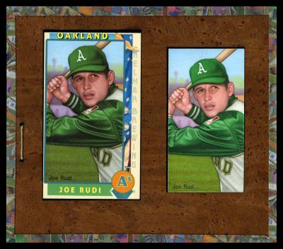 Picture, Helmar Brewing, This Great Game 1960s Card # 186, Joe Rudi, head/shoulders batting pose, Oakland Athletics